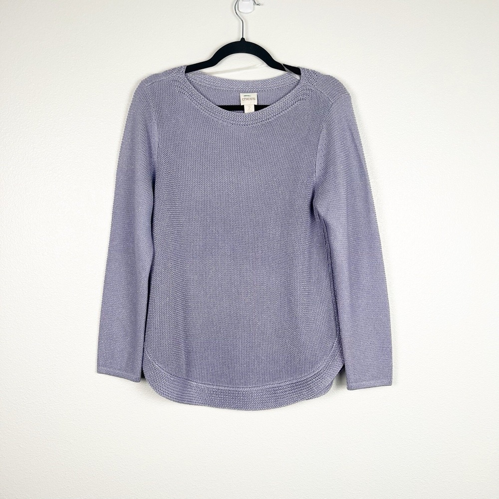 Chicos Womens Knit Metallic Sweater Sz 2 (L)‎